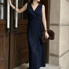 Minimalist Linen Maxi Dress – Relaxed A Line & Waist Sash for Resort Days