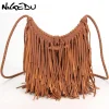 Handwoven Fringe Half Moon Crossbody Bag – Vintage Festival & Everyday Bohemian Style