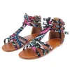 Boho Floral Gladiator Sandals – Cross-Tied Ankle Strap – Festival & Beach Ready