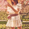 Butterfly Lace Mini Dress with Floral Embroidery for Summer Parties and Garden Days