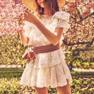 Butterfly Lace Mini Dress with Floral Embroidery for Summer Parties and Garden Days
