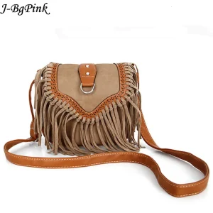 Bohemian Fringe Saddle Crossbody Bag with Tassel Detail - Vintage Festival & Everyday Free Spirit Essential
