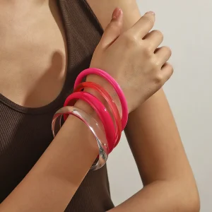 Stacked Bracelets - Chunky Resin Bangles for Summer Boho Style