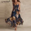 Brunch & Casual Retro Floral Maxi Dress with Wrap Bust – Beach Holiday & Vacation Ready