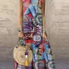 Boho Floral Midi Dress – Pocket Detail – Beach & Resort Ready