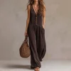 Boho V-Neck Wide Leg Jumpsuit – High Waist Summer Essential