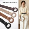 Vintage Woven Waist Belt – Round Hollow Buckle Boho Style