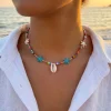 Bohemian Rice Bead Starfish Pendant Necklace for Beach Style