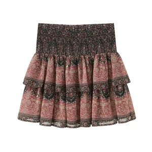 Boho Floral Mini Skirt with Smocked Waist - Summer Ready