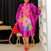 Bohemian Floral Midi Dress with Batwing Sleeves – Holiday & Everyday Wear