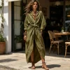 Boho Ruffle Maxi Dress – V Neck Tie Waist – Beach & Wedding Guest