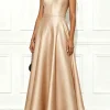 Satin V-Neck Maxi Dress with Draped Waist – Elegant Wedding Guest & Boho Evening Style