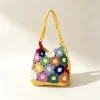 Handmade Floral Crochet Woven Tote Bag – Beach Vacation & Everyday Market Ready (Ivory Floral)