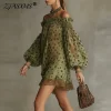 Boho Off Shoulder Mini Dress – Polka Dot Mesh Ruffles – Summer Party Ready