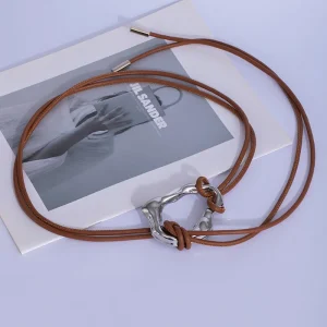 Woven Leather Belt - Knotted Rope Buckle Waist Accent