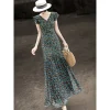 French Floral Chiffon Midi Dress with Flutter Sleeves – Vacation & Garden Party Ready