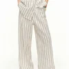 Striped Linen Cotton Trousers with Drawstring Waist – Coastal Beach Boho