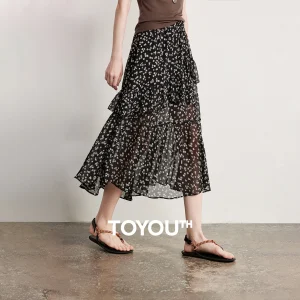 Floral Tiered Ruffle Midi Skirt - Lightweight Chiffon - Beach & Brunch Ready