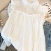 Ruffled Flying Sleeve Blouse with Vintage Collar – Romantic Summer Casual Top for Everyday Elegance