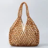 Handmade Wooden Beaded Woven Tote Bag – Beach Vacation & Artisan Boho Style