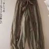 Boho Floral Linen Palazzo Pants – Elastic Waist Summer Escape