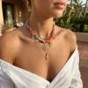 Resort Layered Pendant Necklace – Cross Sun & Coconut Tree