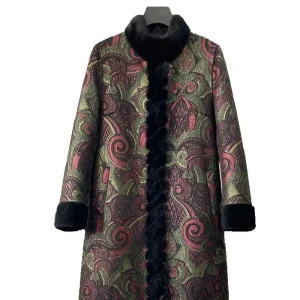 Embroidered Fur Trim Jacket - Luxe Winter Elegance