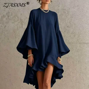 Boho Ruffle Hem Midi Dress - Flared Sleeves - Beach & Holiday
