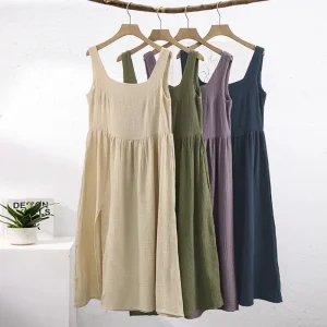 Organic Cotton Boho Mini Dress - Airy Gauze & Relaxed A-Line for Beach Holidays