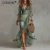 Boho Floral Wrap Maxi Dress with Ruffle Hem – Beach & Holiday Ready