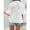 Boho Peasant Top with Hollow Embroidery and Relaxed Beach Fit – Coastal Summer Elegance