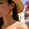 Starfish Dangle Earrings – Gold-Tone Beach Statement Jewelry for Summer