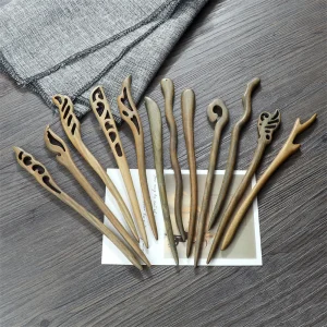 Hand-Carved Green Sandalwood Hair Stick with Timeless Chinese Heritage Design