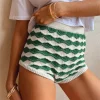 Y2K Striped Crochet Shorts – Mid Rise Vintage Beach Style