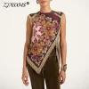 Vintage Floral Tassel Sleeveless Blouse – Beach Holiday & Festival Ready