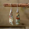 Bohemian Natural Stone Geometric Pendant Earrings – Vintage Artisan Jewelry for Americana & Festival Style