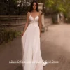 Boho Chiffon Wedding Dress with Sequined Appliqué & Spaghetti Straps – Beach Bridal & Destination Wedding Ready