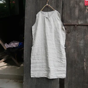 Cotton Linen A Line Maxi Dress - Relaxed Summer & Resort Style