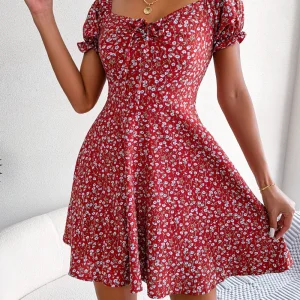 Boho Floral Chiffon Mini Dress - Butterfly Sleeves for Summer Beach Days