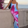 Lily Floral Slip Maxi Dress with Stretch Fit for Beach Holidays and Summer Days