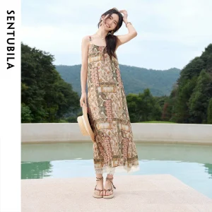 Bohemian Printed Slip Maxi Dress with Retro Patchwork for Resort Getaways and Summer Days