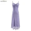 Purple Polka Dot Slip Maxi Dress – Ruffle V Neck – Beach & Vacation Ready