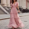 Boho Tiered Maxi Dress with Flutter Sleeves – Beach & Wedding Ready