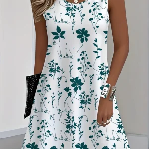 Boho Floral Mini Dress with 3D Print - Beach & Summer Ready