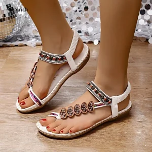 Embroidered Sandals - Beaded Floral Comfort for Everyday Boho Style
