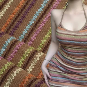 Rainbow Striped Knit Fabric with Soft Stretch - Boho Dressmaking Material
