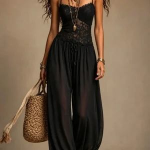 Hollow Out Backless Jumpsuit - Spaghetti Strap - Summer Beach & Holiday Ready