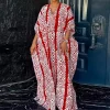 Plus Size Bohemian V Neck Maxi Dress with 3/4 Sleeves – Wedding Guest & Summer Party