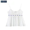 Embroidered Boho Camisole Top with Lace Trim & Side Zip – Summer Beach & Festival Ready