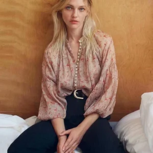 Boho Floral Chiffon Puff Sleeve Blouse with Vintage Print - Autumn Casual & Romantic Style